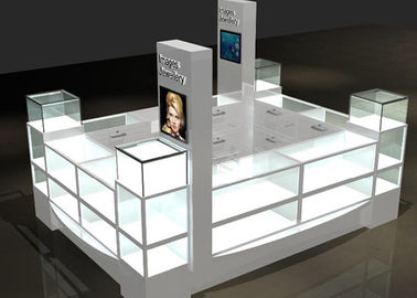 Nhìn Custom Mall Kiosk Crystal Glass kết hợp gỗ với đèn LED