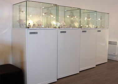 Vật liệu gỗ ánh sáng màu trắng bán lẻ Glass Display Case / Museum Glass Case