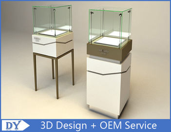 High Square Glass Jewelry Display Case With Lights Logo / Shop Glass Display Cabinets Các tủ hiển thị kính