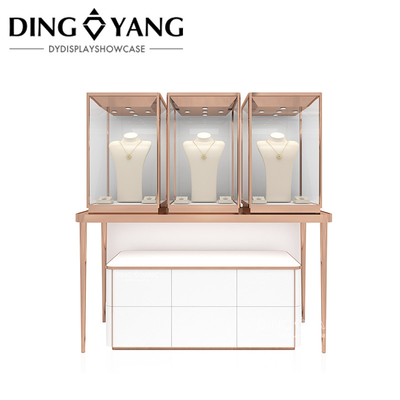 Rose Golden Custom Glass Jewellery Display Cabinet Với chất lượng tốt và giá tốt, Showcases Factory Direct Sell
