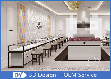 Chiếc màn hình kim loại gỗ trắng hiện đại cho cửa hàng trang sức Kích thước 1200X550X950MM