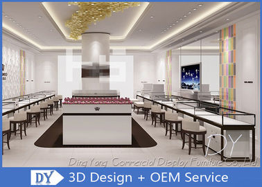 Chiếc màn hình kim loại gỗ trắng hiện đại cho cửa hàng trang sức Kích thước 1200X550X950MM